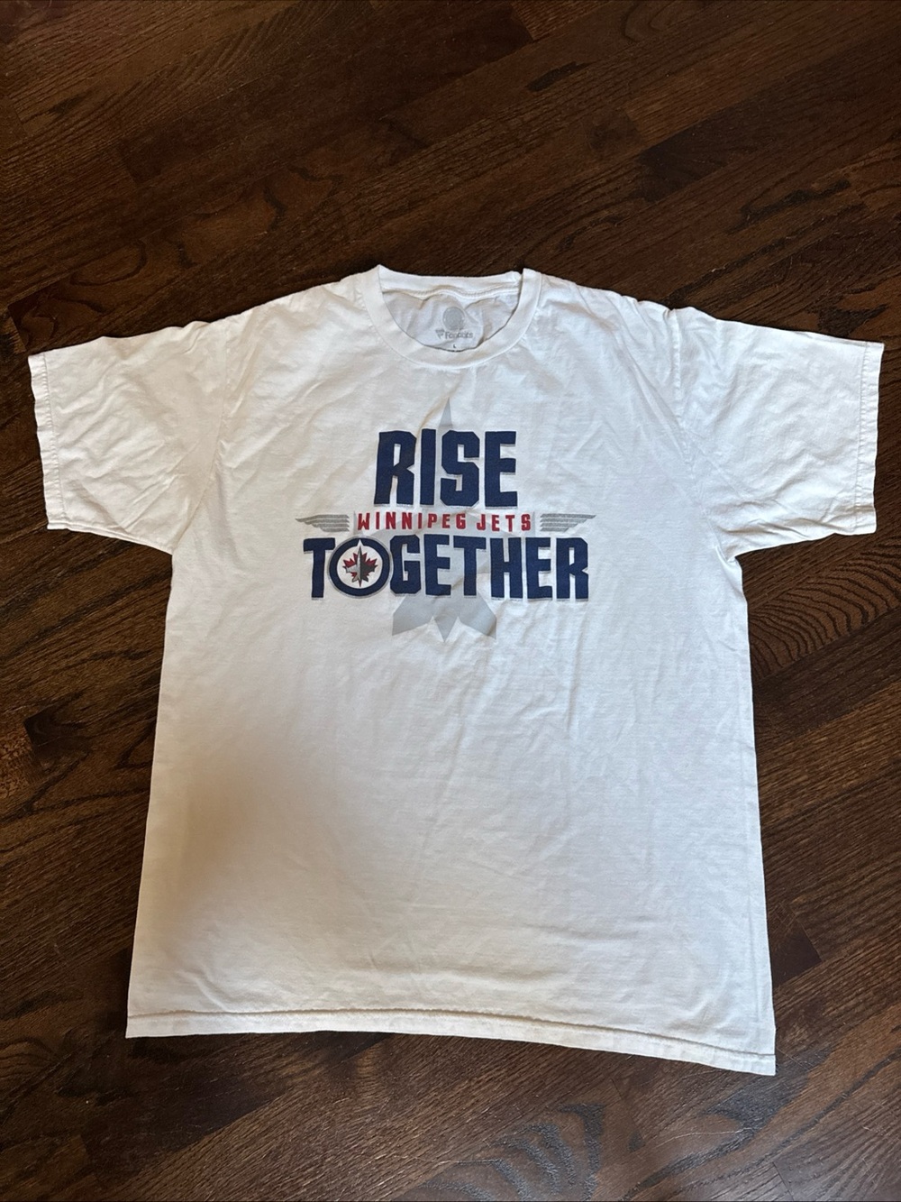 Winnipeg Jets Rise Together Hockey T-shirt. Cotton. Fanatics. Size L. Unisex